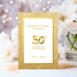 Personalized 50th Golden Wedding Anniversary Invitation<br><div class="desc">Elegant,  yet modern 50th golden wedding anniversary invitation cards (50 years).  Faux gold foil / glitter with large 50 with faux diamond heart in middle.  Customize these wedding anniversaries cards with your information. Perfect for vow renewal. Easy to edit.  See matching collection; stickers,  napkins,  labels. etc</div>