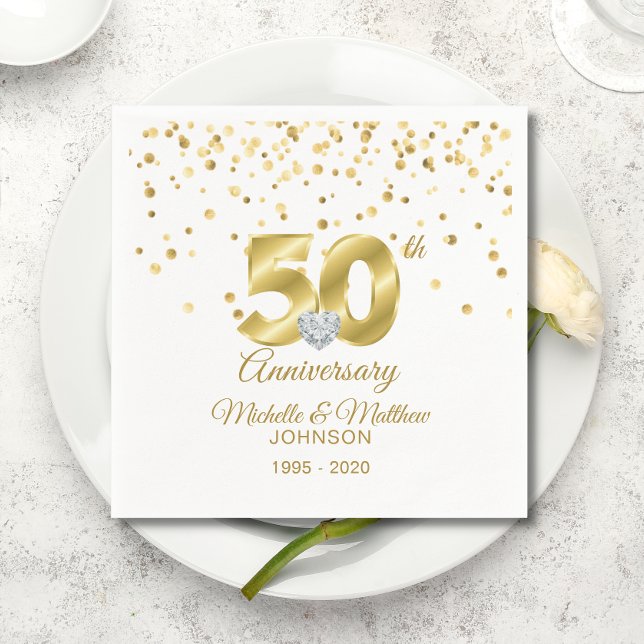 Personalized 50th Golden Wedding Anniversary Napkin (Personalized 50th Golden Wedding Anniversary Napkins)