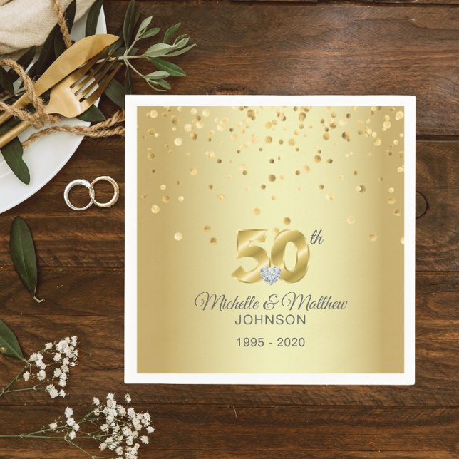 Personalized 50th Golden Wedding Anniversary Napkin (Personalized 50th Golden Wedding Anniversary Napkins)