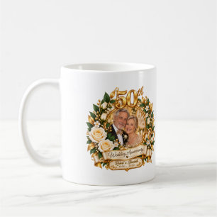 Personalized 50th Golden Wedding Anniversary Photo Coffee Mug