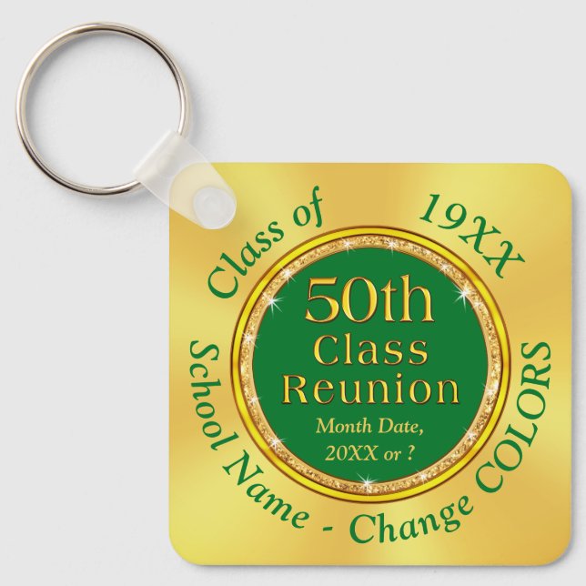 Personalized, 50th Reunion Favours, Change COLORS, Keychain (Front)