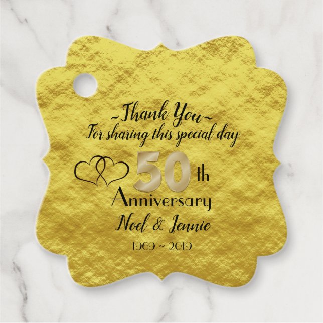 Personalized 50th Wedding Anniversary Favour Tags (Front)