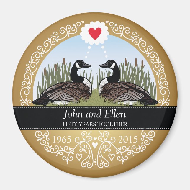 Personalized 50th Wedding Anniversary, Geese Magnet (Front)