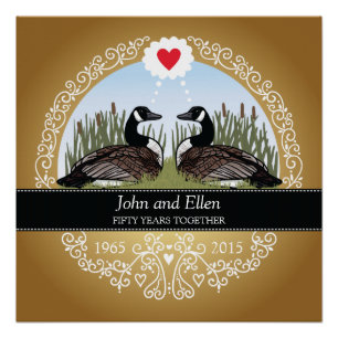 Personalized 50th Wedding Anniversary, Geese Poster