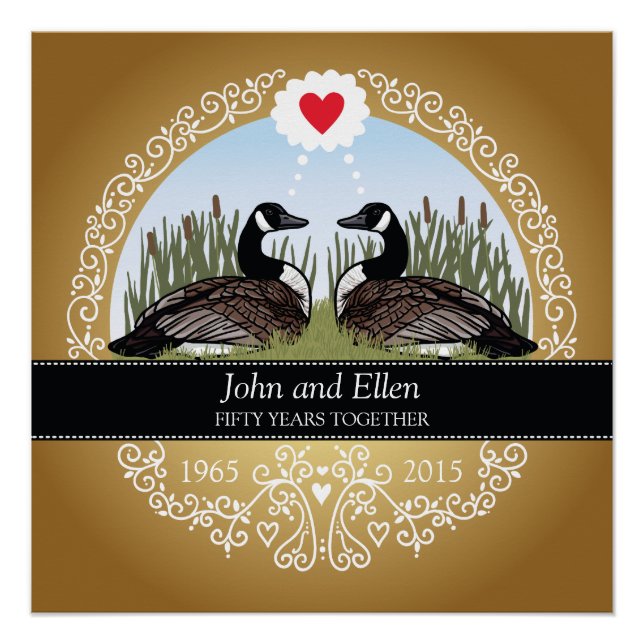 Personalized 50th Wedding Anniversary, Geese Poster (Front)