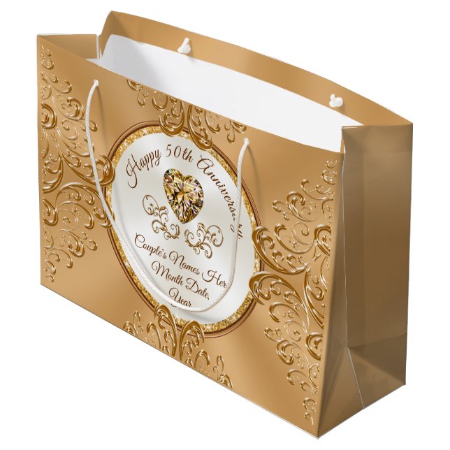 Personalized, 50th Wedding Anniversary Gift Bags (Back Angled)