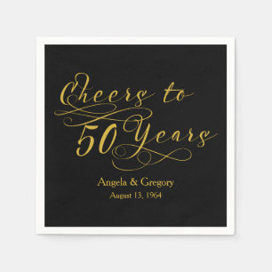 Personalized 50th Wedding Anniversary Gold Black Napkin