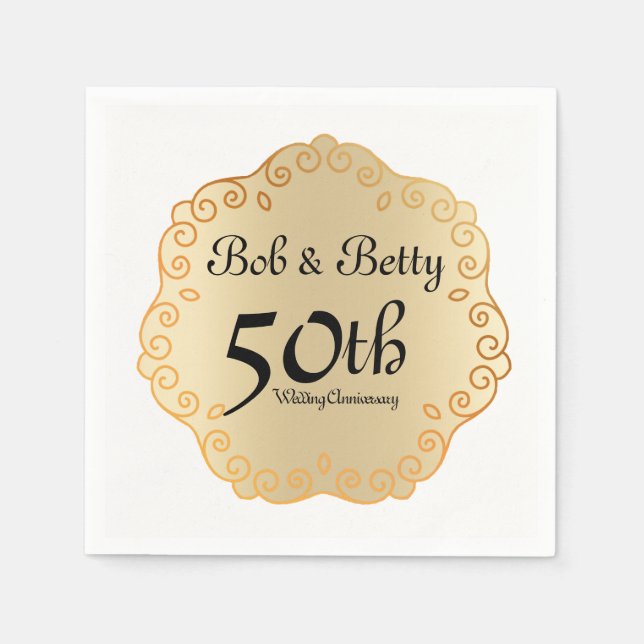 Personalized 50th Wedding Anniversary Gold Napkin (Front)