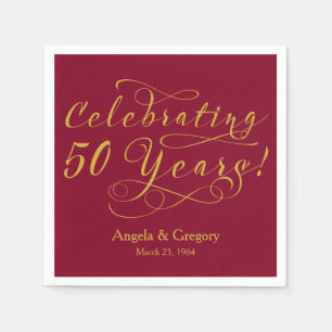 Personalized 50th Wedding Anniversary Gold Wine Napkin