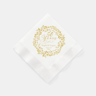 Personalized 50th Wedding Anniversary Gold Wreath Napkin