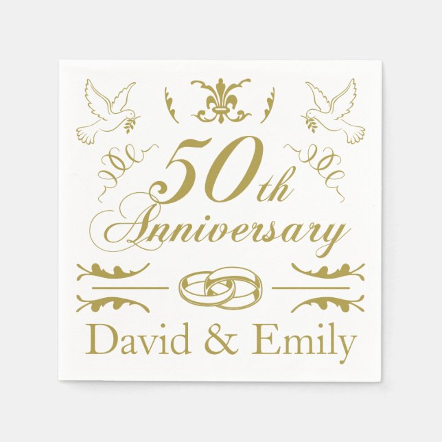 Personalized 50th Wedding Anniversary Napkin (Front)