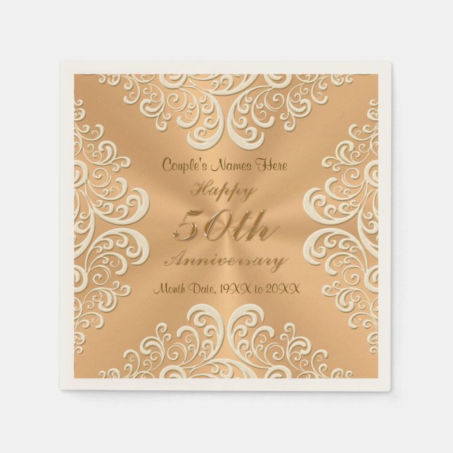 Personalized 50th Wedding Anniversary Napkins (Front)