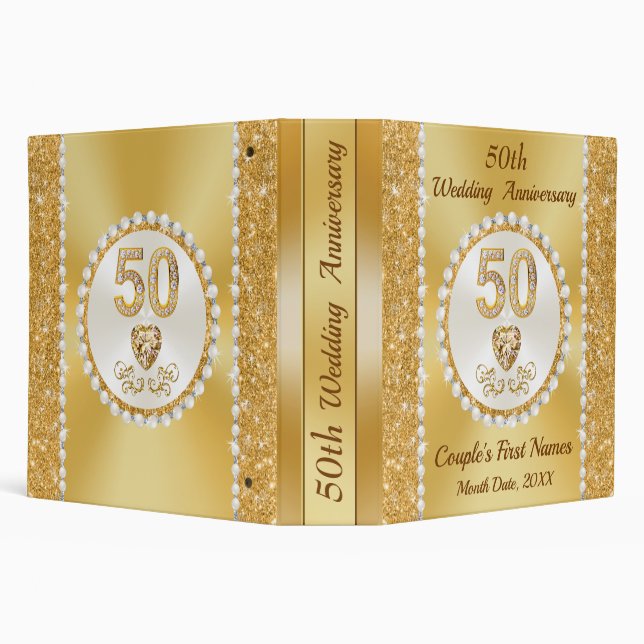 Personalized 50th Wedding Anniversary Photo Album, Binder (Background)