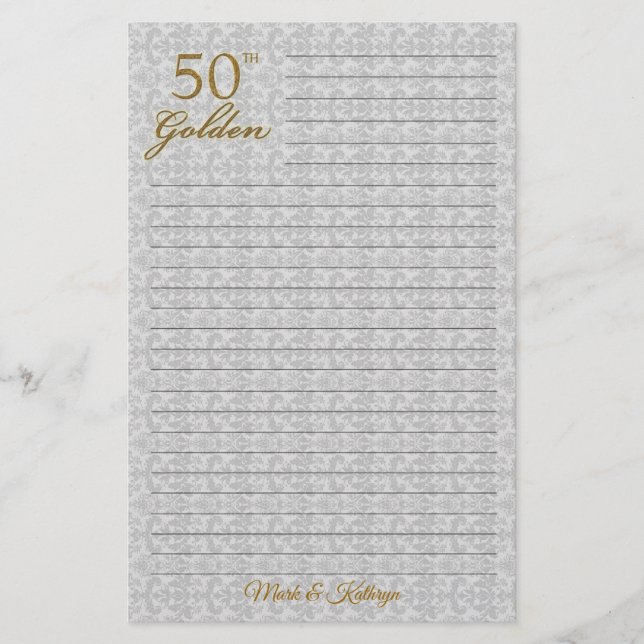 Personalized 50th Wedding Anniversary Stationery (Front)