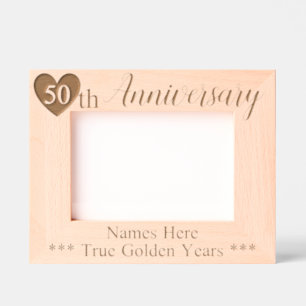 Personalized 50th Wedding Anniversary with Heart Etched Frames