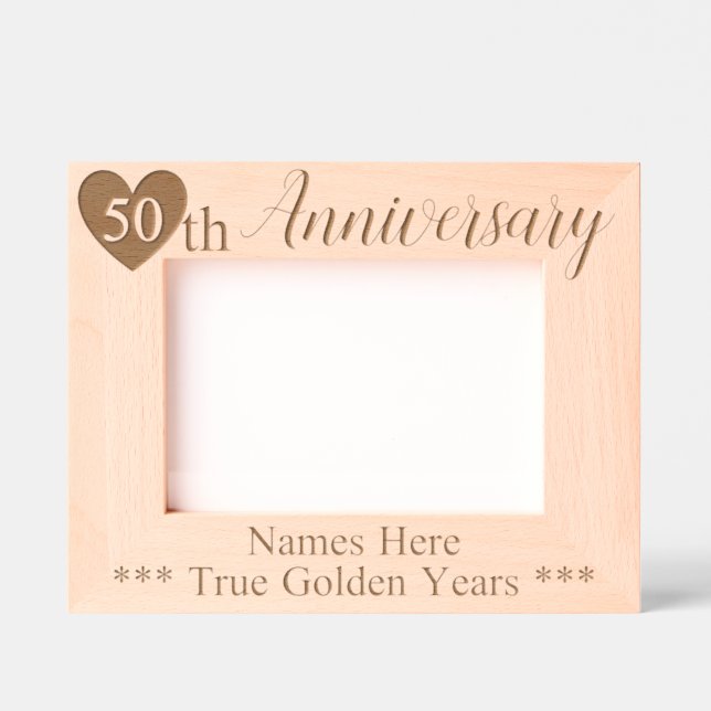 Personalized 50th Wedding Anniversary with Heart Etched Frames (Front)