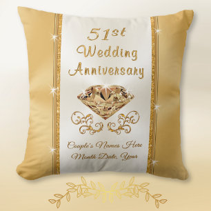 Personalized 51st Wedding Anniversary Gift. Pillow