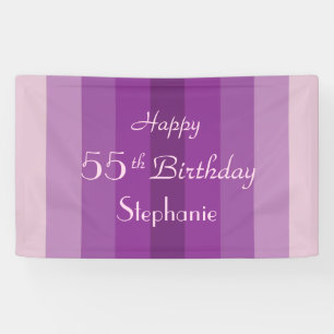 Personalized 55th Birthday Sign Purple Stripes