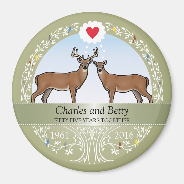 Personalized 55th Wedding Anniversary, Buck & Doe Magnet (Front)