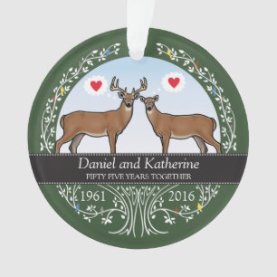 Personalized 55th Wedding Anniversary, Buck & Doe Ornament