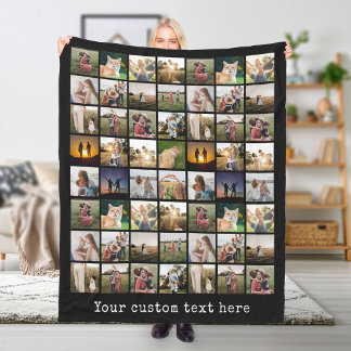 Personalized 56 Photo Collage Fleece Blanket