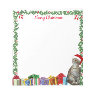 Personalized 5.5 x 6 Christmas Ginger Cat Notepad