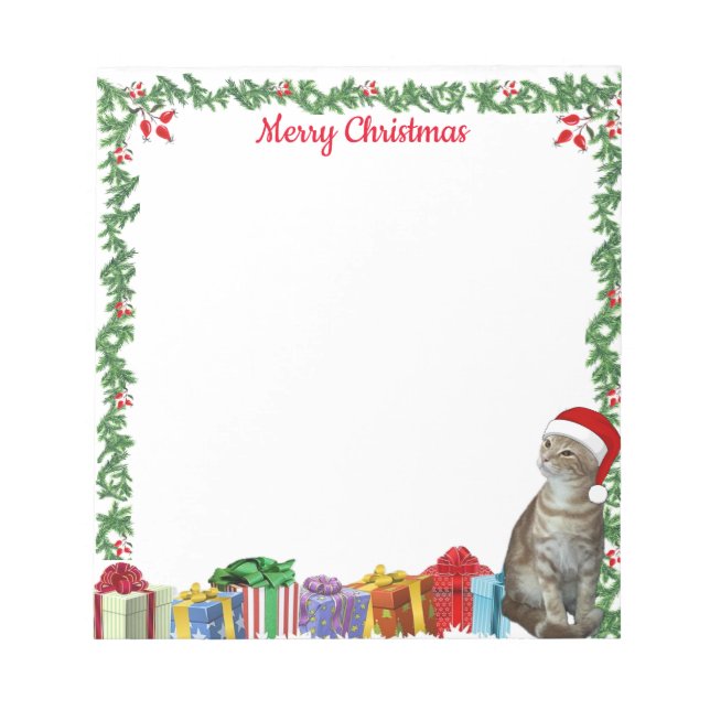 Personalized 5.5 x 6 Christmas Ginger Cat  Notepad (Front)