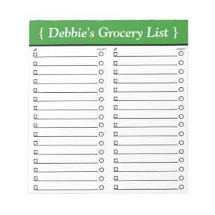 Personalized 5.5" x 6" Green Grocery List Notepad