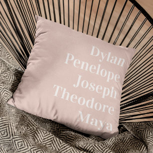 Personalized 5 Name Family Keepsake Throw Pillow