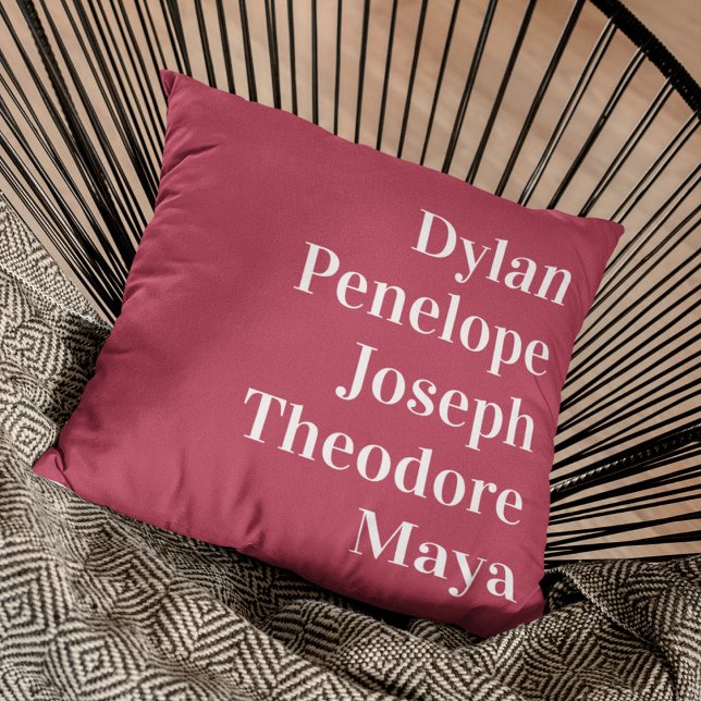 Personalized 5 Name Family Keepsake Throw Pillow (Creator Uploaded)
