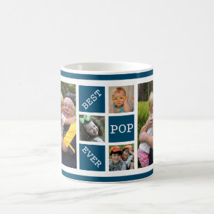 Personalized 5 Photo Collage Best Pop Ever Blue Coffee Mug