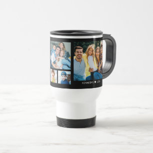 Personalized 5 Photo Collage Family Quote Black Travel Mug