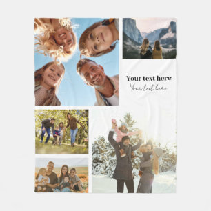 Personalized 5 Photo Collage Fleece Blanket