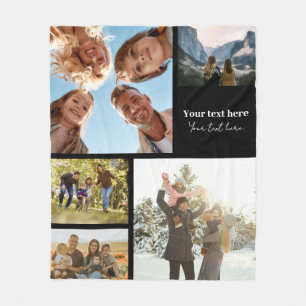 Personalized 5 Photo Collage Fleece Blanket