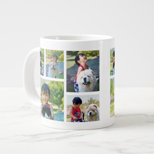 Personalized 5 Photo Colour Collage Frames Large Coffee Mug (Front Left)