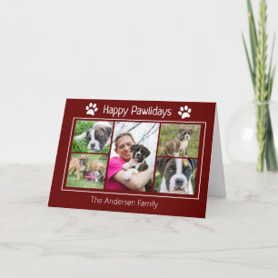 Personalized 5 Photo Dog Christmas Holiday Card