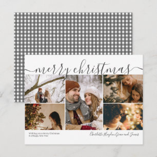 Personalized 5 Photo Merry Christmas Holiday Card