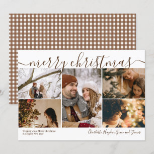 Personalized 5 Photo Merry Christmas Holiday Card