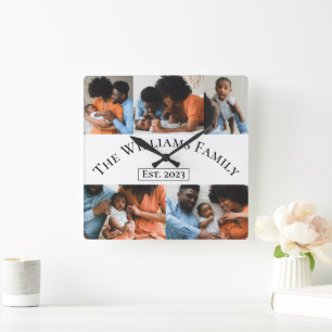 Personalized 5 Photo Square Wall Clock