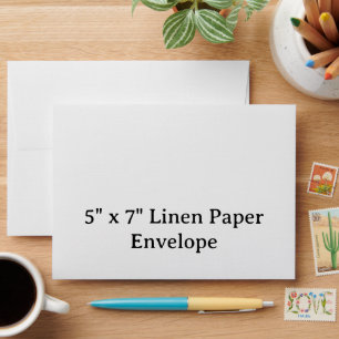 Personalized 5" x 7" Linen Paper Envelope