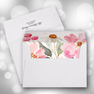 Personalized 5 x 7 Pink Garden Flowers Envelope