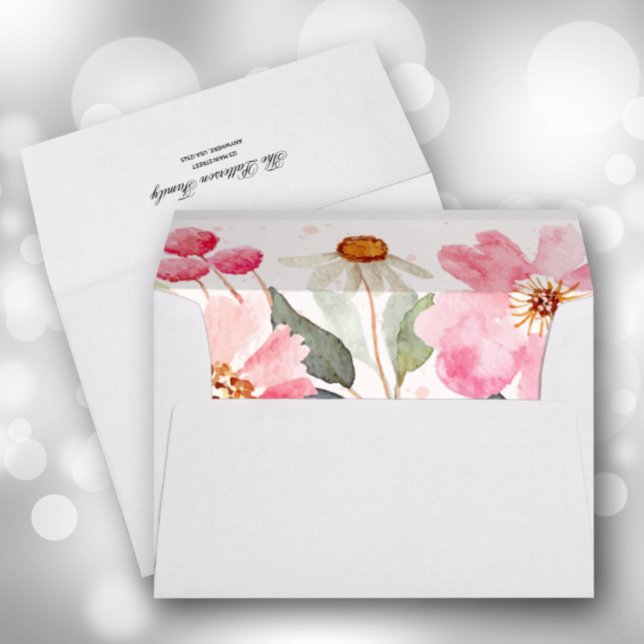 Personalized 5 x 7 Pink Garden Flowers Envelope (Creator Uploaded)