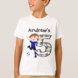 Personalized  5th Birthday Soccer Blue and Black T-Shirt