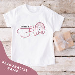 Personalized 5th Birthday Tshirt (Pink)<br><div class="desc">Adorable and stylish design ready for a very special birthday girl. Easily update their name to personalize.  Be sure to check out the rest of my collection for many other adorable options.</div>