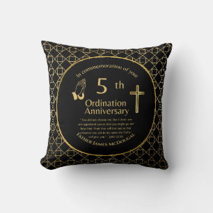 Personalized 5th Ordination Anniversary Priest Thr Throw Pillow