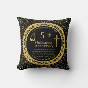 Personalized 5th Ordination Anniversary Priest Throw Pillow