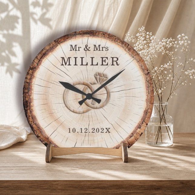 Personalized 5th Wedding Anniversary Wood Wall Large Clock (Creator Uploaded)