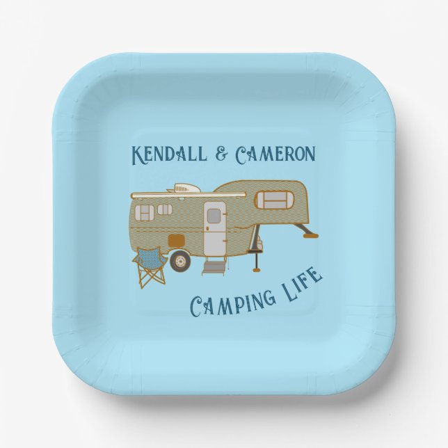 Personalized 5th Wheel RV Camping Paper Plates (Front)
