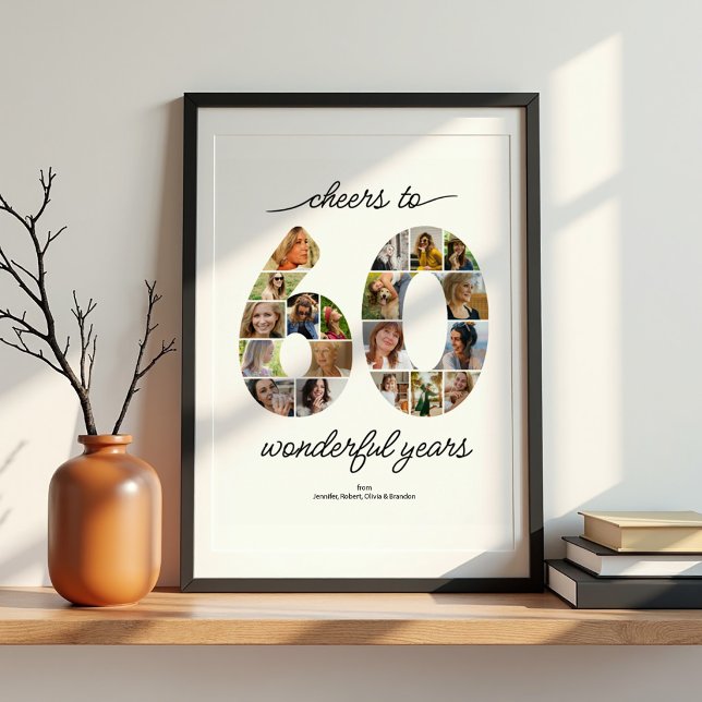 Personalized 60 Photo Collage Celebration Poster (Creator Uploaded)