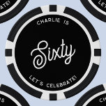 Personalized 60 Sixty Sixtieth Birthday<br><div class="desc">A modern chic typography design in monochrome black and white to celebrate your landmark sixtieth birthday in style.  Change the text to personalize.</div>